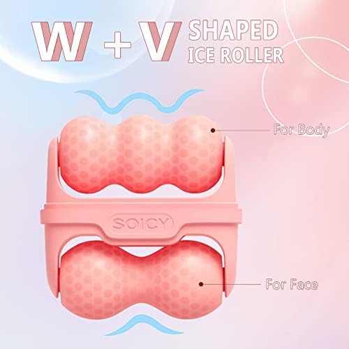 Ice Roller for Face & Eye, Puffiness & Migraine Relief 2-in-1 Stainless Steel Cold Therapy Facial Roller, Long Lasting Skin Care Tool - Pink - Image 4