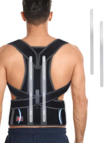 Hurmoya Back Brace Posture Corrector for Women and Men, Lower and Upper Back Pain Relief, Hunchback and Scoliosis Straightener with 2 Removable Metal Splints Support, Adjustable Straps Belt Waist by Hurmoya
