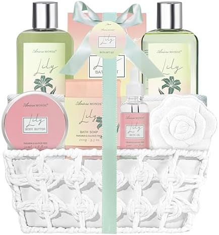 Spa Gift Baskets for Women Bath and Body Gift Set 9pc Lily Home Spa Kit by Ariosemonde