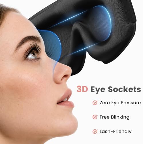 Sleep Mask for Women Men: 100% Blackout 3D Eye Mask for Sleeping, Sleeping Mask for Side Sleepers, Zero Pressure Memory Foam Eyelash Friendly Breathable Eye Cover, Airplane Travel Essentials-Pink - Image 3