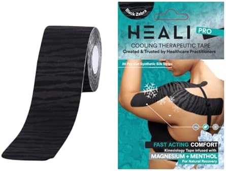 Heali Kinesiology Tape with Magnesium and Menthol, 20 Pcs Precut Strips, K Tape Roll, Knees, Physical Therapy Sports Tape for Knees, Joints & Muscles, Water Resistant, Black Zebra by HEALIMEDICAL