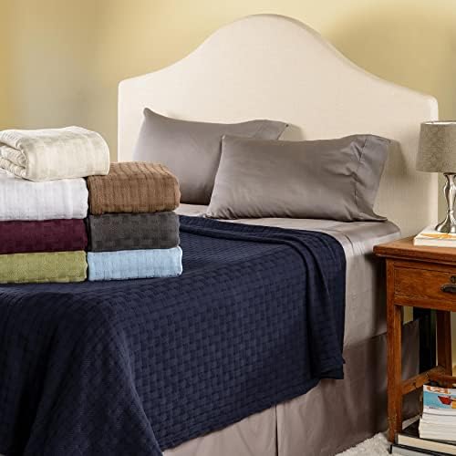 Superior Basketweave Cotton Blanket, Basket Weave Design, Soft, Comfy Cover for Bed, Bedding, Bedroom, Couch Throw, Lounging, Modern Boho Medium Weighted Blankets, King, Plum - Image 6