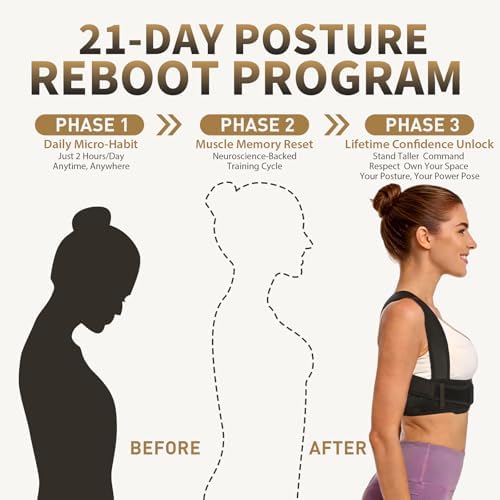 WNIEYO Posture Corrector for Women and Men Back Brace for Women Back Straightener for Effective Lower Back Pain Relief, Scoliosis, and Better Posture Support(black L) - Image 3