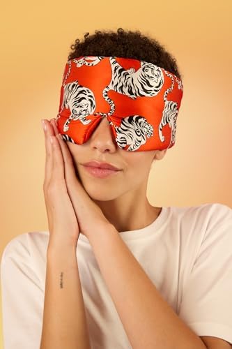 Glow People Silk Sleep Mask – 100% Mulberry Silk Eye Mask for Sleeping, Total Blackout, Cloud-Soft and Adjustable for Beauty Sleep and Travel - Red Tiger - Image 6