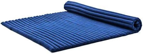Leewadee - Foldable Floor Mattress - Japanese Roll Up Futon -Trifold Tatami Mat- Guest Floor Bed - Camping Mattress - Thai Massage Mat, Kapok Filled, 75 x 57 inches, Blue by Leewadee