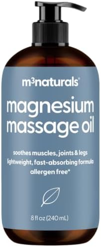 Magnesium Massage Oil for Sore Muscles & Leg Cramps 8 fl oz by M3 by M3Naturals