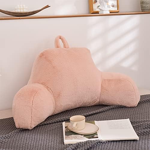 Aimuan Reading Pillow Bed Rest Wedge Large Adult Backrest Pillow with Arms Back Support for Sitting Up in Bed Cushion Incline Rest Sleeping Snoring Pillow, (Large, Blush) by AIMUAN