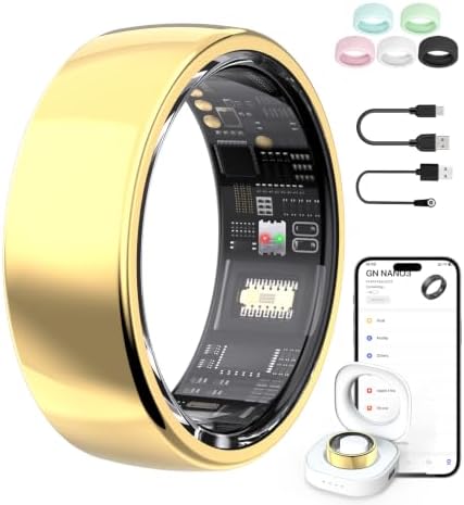 AI Smart Ring for Women Men, Health Fitness Tracker Ring with AI Health Analysis, Heart Rate Blood Oxygen Sleep Monitor, IP68 Waterproof Activity Tracker, No APP Fee (Gold, 12#) by Unknown