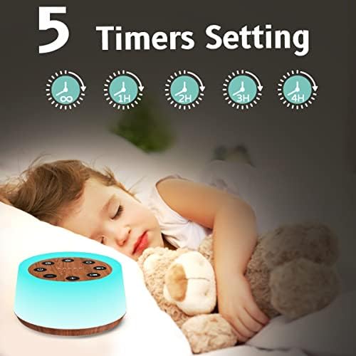 ColorsNoise Sleep Sound Machine White Noise Machine for Sleeping with 30 Sleep Music 5 Timers 12 Colors Baby Night Light with Memory Function for Baby Kid Adult(T-Wood) - Image 5