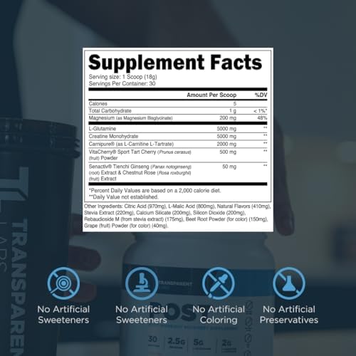 Transparent Labs Post - Post-Workout Recovery Muscle Builder with L-Glutamine, Beta-Alanine and BetaPure Betaine Anhydrous for Muscle Recovery and Muscle Building - 30 Servings, Black Cherry - Image 3