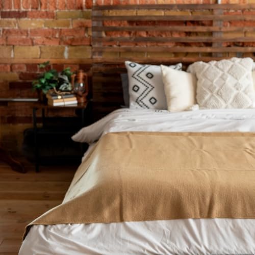 Arcturus Bighorn 100% Virgin Wool Blanket | Heirloom-Quality Wool Bedding for Home & Cabin | Warm, Thick & Durable (Twin Size, Flax) - Image 3