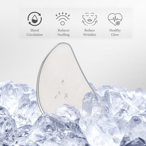 Gua Sha Facial Tools Metal Gua Sha for Face Body Jawline Shaper, Double Chin Reducer, Stainless Steel Guasha Face Sculpting Tool, Puffiness Reducing & Lymphatic Drainage Massager – Skincare Gift - Image 4