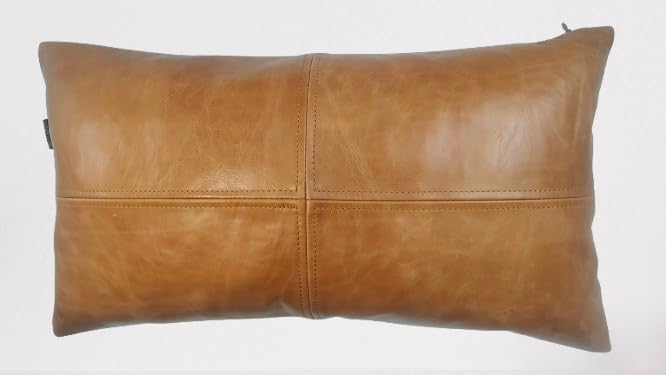 LL LEATHER LOVERS 100% Lambskin Leather Pillow Cover - Sofa Cushion Case - Decorative Throw Covers for Living Room & Bedroom, Light Brown Crunch Plane Pack of 1-22X30 Inch - Image 2