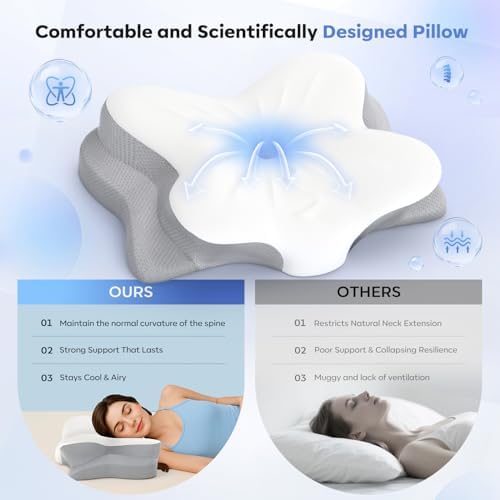Ultra Comfort Ergonomic Cervical Pillow, Supportive Memory Foam Neck Pillow, Adjustable Height, Breathable Cover, for All Sleepers, No Odor - Image 2
