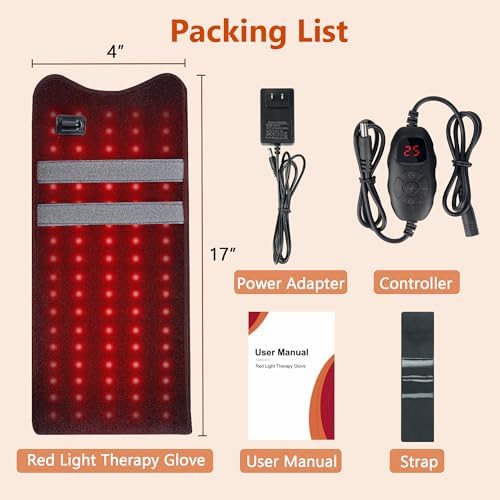 Red Light Therapy Glove for Hand & Wrist 150 LEDs Infrared Light Therapy for Finger Joint Relief, 17"x4" Portable Red Light Therapy Pad for Body & Arm, 660nm 850nm Dual Wavelength, Gifts for Women Man - Image 7