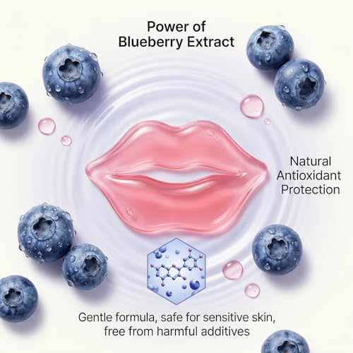30PCS Moisturizing Lip Mask - Lip Patches for Spa Daily Labial Masks Skincare Hydrating to Reduce Wrinkles Dryness Anti-wrinkle Lightens, Blueberry - Image 3