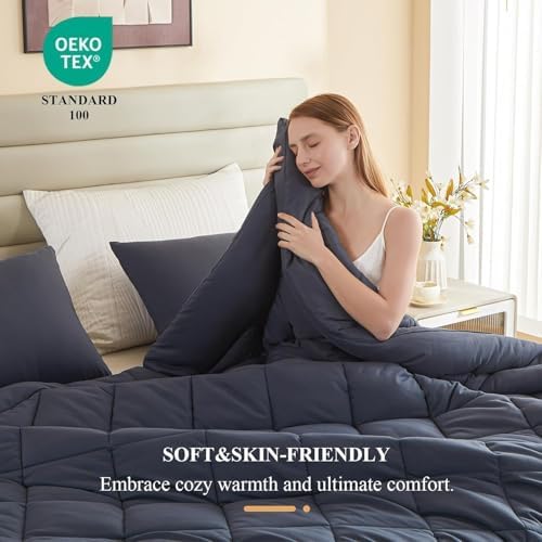 Oversized King Comforter, Super King Comforter Oversized, All Season Soft Quilt Down Alternative Duvet Insert with 8 Corner Tabs(120x98, Grey) - Image 4