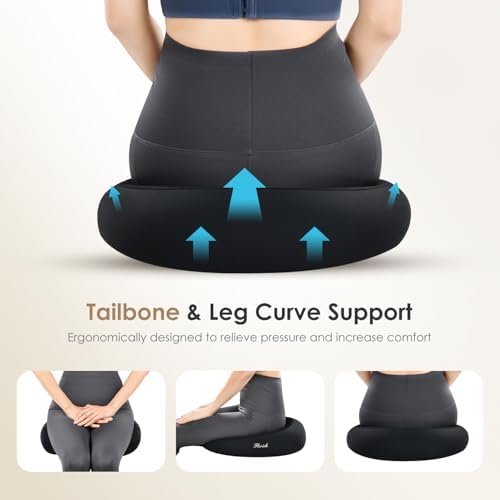 FLORICH Car Seat Cushion & Lumbar Support Pillow & Car Neck Pillow, Ergonomic Memory Foam Driving Seat Cushion for Back & Sciatica Pain Relief, Non-Slip Washable Cushion for Car, Driver, Office-Black - Image 7