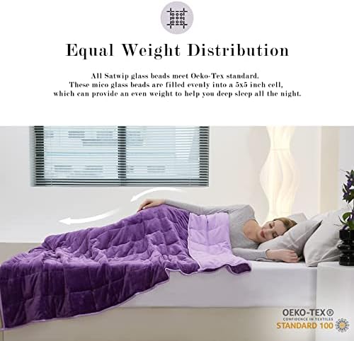 Satwip Weighted Blanket 20lbs Queen Size Fuzzy Warm Flannel Throw Blanket with Soft Breathable Sanded, 60 x 80 inches, Purple - Image 4