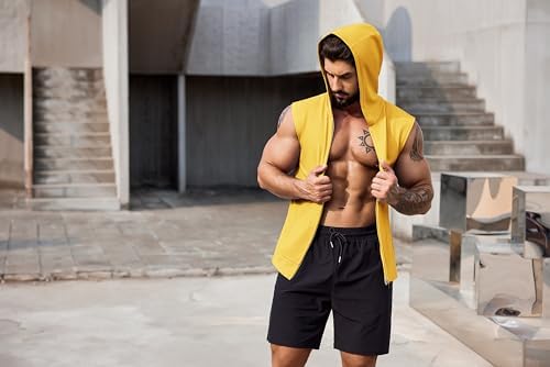 COOFANDY Men's Workout Hooded Tank Tops 2 Pack Zip Up Sleeveless Gym Shirts Muscle Cut Off T Shirt Bodybuilding Hoodies - Image 5