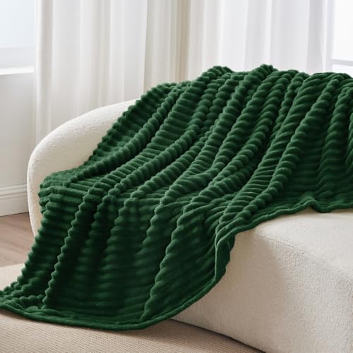 BEDELITE Ribbed Forest Green Throw Blanket for Couch, 50"x60" - Image 6