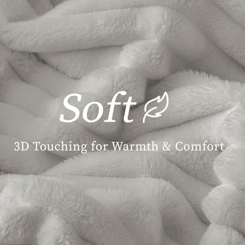 BEDELITE Ribbe Blankets Queen Size for Bed, Light Grey, 90"x90" - Image 4