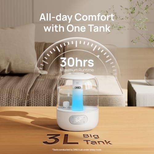 DREO 3L Humidifiers for Bedroom, 30H Runtime, 26 dB Quiet, New Edition - Image 6