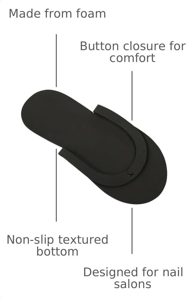 ForPro Professional Collection Comfy Pedi Slippers, Disposable Foam Pedicure Slippers for Nail Salons and Spas, Individually-Wrapped, 12-Pair - Image 3