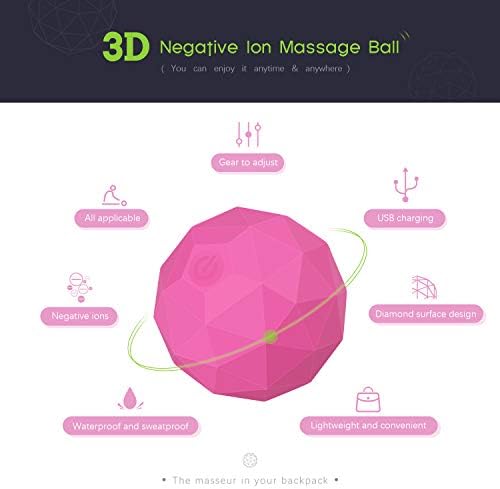 MEXITOP Electric Vibrating Massage Ball, 2-Speed Fitness Yoga Pilates Physical Therapy Massage Roller to Fight Sore Muscles,Washable Negative Ion Vibration Massages Ball for Muscle Recovery(Red) - Image 2
