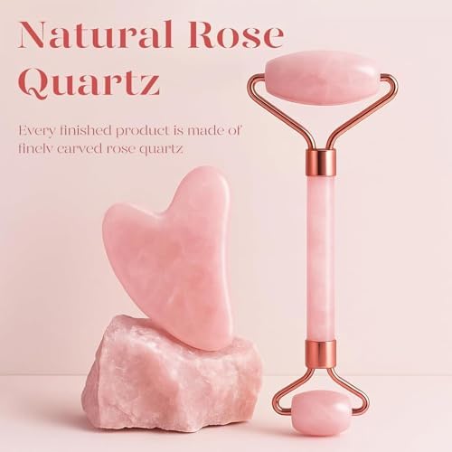 BAIMEI IcyMe Rose Quartz Roller & Gua Sha Facial Tool Set for Depuffing - Image 2