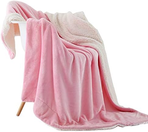NANPIPER Flannel Blanket Reversible Sherpa Throw Blanket Super Soft Fuzzy Plush Microfiber for Fur Baby/Gift Lightweight(50"x60",Pink) by NANPIPER