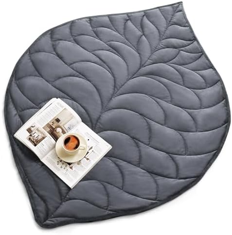 Kaisa Weighted Lap Blanket for Adults, 7 lbs 41" x 53", Leaf Pattern, Gray by Kaisa