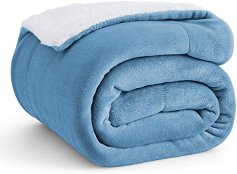 Bedsure GentleSoft Sherpa Fleece Twin Size Blanket for Couch, Non-Heated, Thick and Warm Throw for Women and Men, Soft Fuzzy Plush Twin Blanket for Winter, Washed Blue, 60x80 Inches by Unknown