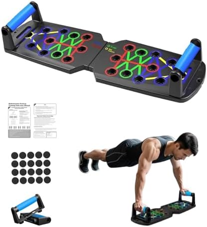 Push Up Board for Men - 15-in-1 Foldable Pushup Board with Push Up Bar, Handles & Bands, Portable Home Gym & Workout Equipment for Chest Exercise, for Teen Boys 16-18 & Gym Lovers by MHCYAB