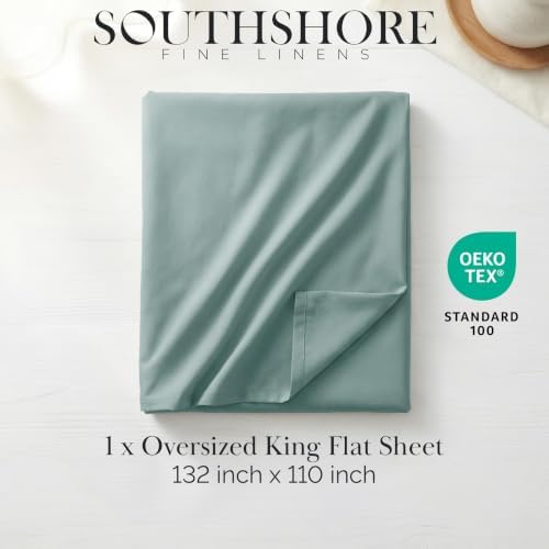 Steel Blue Flat Sheet Only King Size Top Sheet California King 132x110 - Image 2