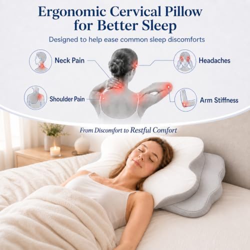 Cervical Neck Pillow for Pain Relief,Memory Foam Ergonomic Pillow - Image 6