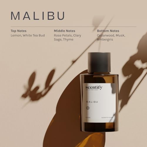 Scentify Malibu Aroma Oil Refill Scent for Oil Diffusers - Lemon, White Tea, Thyme, Cedar, Musk Scents - Luxurious Relaxing Aromatherapy Diffuser Fragrance 100ml, 3.38 oz - Image 3