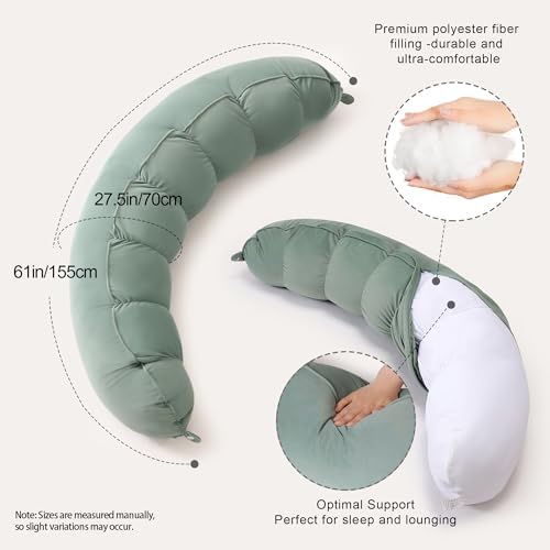 Peallow(Pat. Pend) – Long Round Body Pillow for Adults, Bolster Pillow for Sleeping, Soft and Supportive Pillow for Sleeping & Lumbar Support - Image 3