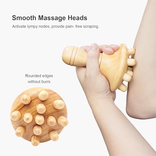 Wood Therapy Massage Tool Wooden Lymphatic Drainage Massager One-Handed Body Sculpting Tools,Physical Therapy Tools, Muscle Scraping Tool,Gua Sha Wood Therapy Tool-5.5 * 4.3 inches - Image 3