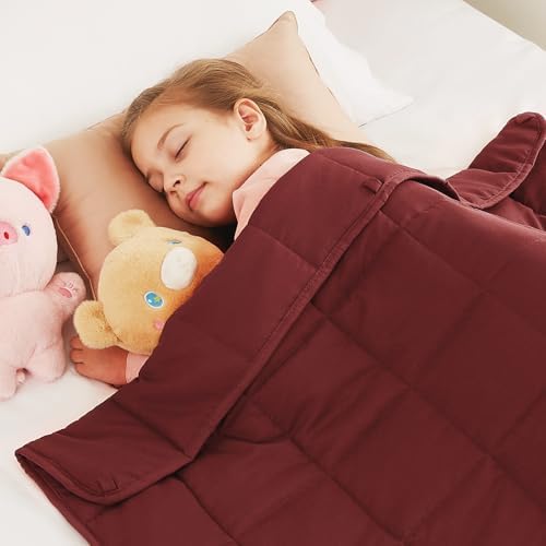 CuteKing Weighted Blanket - Weighted Blanket with Premium Glass Beads - Breathable Heavy Blanket for Comfortable Rest - Thick Blanket All Season (5lbs, 36"x48", Claret Red) by CuteKing