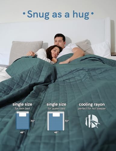 YnM Cooling Weighted Blanket for Adults, 15lbs Heavy Bed Throw for One Person of 140lbs, Perfect for Hot Sleepers or Warm Climates with Rayon/Glass Beads(48x72 Inches,Twin/Full Bed, Sea Grass) - Image 4