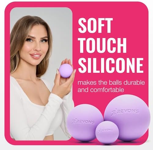 3 in 1 Massage Ball Set - Lacrosse Balls for Myofascial Release, Back Pain Relief, Face Fitness, Trigger Points, Yoga, Physical Therapy, Muscle Recovery and Soft Deep Tissue Massage (Purple) - Image 3