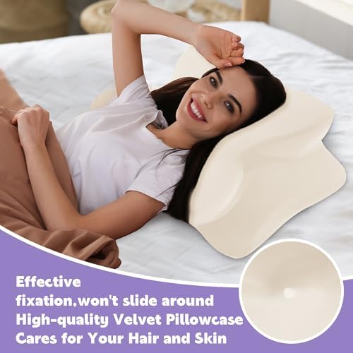 BALAPET 2 Pcs Velvet Cervical Neck Pillow Case, Soft Elasticity Pillowcase for Ergonomic Cervical Neck Pillow,Fuzzy Warm Flannel Pillow Cases with Zipper, Cover Only(White) - Image 5