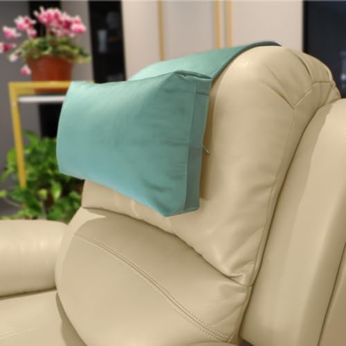 Velvet Recliner Head Pillow with Non-Slip Base - Adjustable Neck Support for Pain Relief in Home, Office and Travel (Light Blue) by AmazeCov