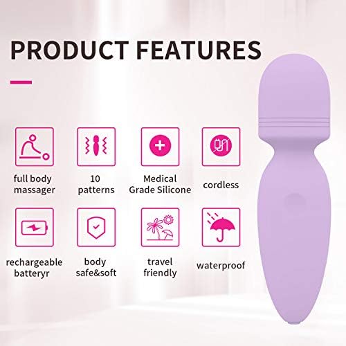 Mini Wand Massager Small Cordless Hand-held Massager Quiet Waterproof Massager Rechargeable Personal Massager for Neck Shoulder Back Body [4.35 * 1.18 inches] - Image 3