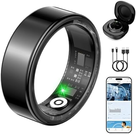 TERRALAB 2.0 Smart Ring,iOS & Android Compatible,IP68 Waterproof,Sports/Stress/Blood Oxygen/Heart Rate/Sleep Health Monitoring for Women&Men, with a Charging Case,No Subscription Fee by Unknown