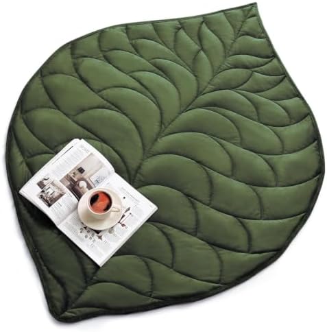 Weighted Lap Blanket for Adults, 7 lbs 41" x 53", Leaf Pattern, Olive Green by Kaisa