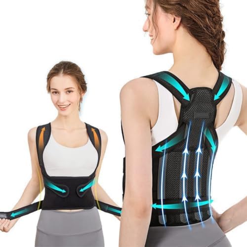 Back Brace for Women and Men,Shoulder Straightener,Back straightener,Adjustable Posture Corrector Suitable for Upper and Lower Back Pain Relief-Scoliosis,Hunchback,Spine Corrector（Black，S） by LAROTSUBA