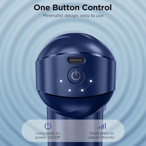Mini Massage Gun, Powerful Handheld Muscle Massager for Muscle Relaxation, Deep Tissue Percussion Small Massage Gun Travel Massager with 4 Massage Heads Silent Brushless Motor, Blue - Image 4