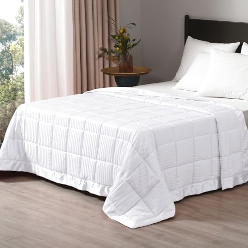 downluxe Weighted Blanket King Size, 18 lb Weighted Blanket with Glass Beads for All Season, Machine Washable Heavy Blanket (White, 108 X 90 Inch) by Downluxe